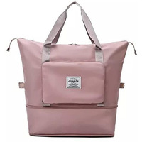 Lnt Nylon Large Capacity Folding Womens Travel Bag Travel Lightweight Waterproof Carry On Luggage Bags With Fixed Strap Dry & Wet Separation Foldable Duffel Bag Peach (Peach Pocket),55 Cms