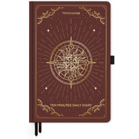 Tinychange 10-Min Daily Diary | 2 Pages-A-Day For 3 Months | Plan 5Mins In Morning + Journal 5Mins In The Night | Productivity Planner & Mindfulness Organizer | Free 400 Stickers