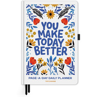 Tinychange Daily Happiness Life Planner | Undated Page-A-Day For 6 Months | Productivity Diary & Mindfulness Organizer | To-Do List & Appointment Schedule | Hardcover A5 Size | Free 400 Stickers