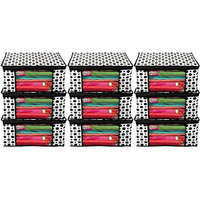 Acnos Premium Brand Metalic Black Design Chain White 9 Piece Non Woven Large Size Saree Cloth Cover Set Pack Of 9 Black And White