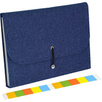 Nisun 13 Pockets Canvas Expanding File Folder, A4/Letter Size Accordion File, Expandable Document Organizer With Labels - Blue(33 * 24Cm)