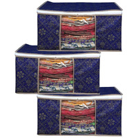 Acnos Premium Metalic Blue Design White Chain 3 Piece Non Woven Large Size Cloth Cover Set Pack Of 3