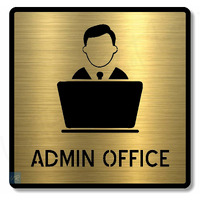 Vertical Root Inc Premium Brush Gold Finish Acrylicadmin Office Door Sign Easy To Mount 3M Self-Adhesive Tape Signage For Hotel Office Resort Society Corporate Business.
