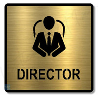 Vertical Root Inc Premium Brush Gold Finish Acrylic 5.8 X 5.8 Inch Square Director Door Sign Easy To Mount 3M Self-Adhesive Tape Signage For Hotel Office Resort Society Corporate Business.