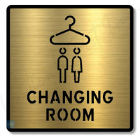 Vertical Root Inc Premium Brush Gold Finish Acrylic Changing Room Door Sign Easy To Mount 3M Self-Adhesive Tape Signage For Hotel Office Resort Society Corporate Business.