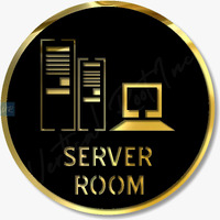 Vertical Root Inc Premium Black Gold Finish Acrylic Server Room Door Sign Easy To Mount Self-Adhesive Tape Signage For Hotel Office Resort Society Corporate Business Hospital