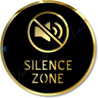 Vertical Root Inc Premium Black Gold Finish Acrylic Silent Zone Door Sign Easy To Mount Self-Adhesive Tape Signage For Hotel Office Resort Society Corporate Business Hospital