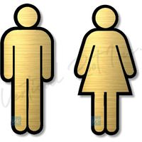 Vertical Root Inc Premium Black & Brush Gold Men & Women Cutouts 7 Inch Height Door Sign Easy To Mount 3M Self-Adhesive Tape Signage For Hotel Office, School, Colleges, Corporate Etc