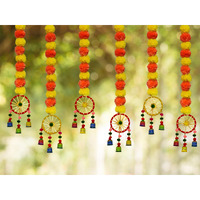 Jh Gallery Plastic Handmade Artificial Marigold Fluffy Flowers Hanging For Home & Office Decoration,Temple Pooja Room Decoration,Balcony Decoration,Artificial Flower Backdrop For Decoration,Pack Of 6