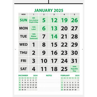 Lauret Blanc 2025 Wall Calendar -14.75" X 20" For Home & Office, Holidays Mentioned, (A)
