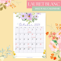 Lauret Blanc 2025 Wall Calendar -12" X 17.5" For Home & Office, Floral Calendar, 170 Gsm (C)