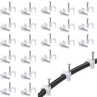 Hi-Plasst (5Mm,100Pcs) Wire Fastener Circle Cable Clips With Metal Nails For Cable Management, Cord Organizer, Round Wire Clamps For Hanging Cables Fitting On Wall (5Mm, 100)