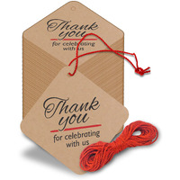 Clickedin - Thank You Brown Tags For Packaging With String 50 Pieces
