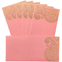 Jhintemetic - Pack Of 25 Matellic Baby-Pink Colourful Designer Shagun Lifafa/Money Gift Envelope With Golden Ambi For Gifting Money On Wedding, Birthday & Any Other Occasion