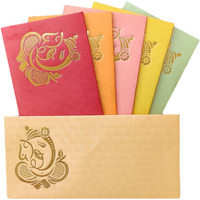 Jhintemetic - Pack Of 25 Matellic 5 Colours Of 5 Each Randomly Picked Colourful Designer Shagun Lifafa/Money Gift Envelope With Golden Ganesha For Gifting Money On Any Occasion