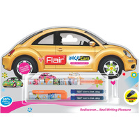Flair Inky Series Cars Liquid Ink Fountain Pen Blister Pack | Free 2 Pieces X-Large Jumbo Cartridges With Each Pack | Cute & Stylish Pen For Kids Girls Boys Students Teens Gifts | Blue Ink, Pack Of 3