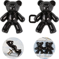 Heavy Driver 2Pcs Cute Bear Button Pins For Jeans Adjustable Teddy Bear Button Pins Waist Buckle For Loose Jeans Pants, Detachable Buttons For Jeans Waist Buckle No Need Sewing Waist Tightener Clip (Bear Black)
