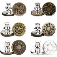 Heavy Driver 6Pcs Detachable Button For Jeans 6 Styles No Sew Metal Buttons For Denims Waist Extender Button Removable Reusable Instant Button Without Sewing For Trousers Pants Bags Skirt (Style B)