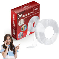 QuxisDouble Sided Tape With Heavy Duty Adhesive Silicone Tape,3Meter,2Mm Removable And Washable Grip Mounting Tape, For Home Office Car Decoration, Fixing Carpets