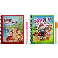 Snozio Magic Water Coloring Doodle Book & Magic Pen Reusable Magic Water Quick Dry Book Water Coloring Book Doodle With Magic Pen Painting Board For Children Education Drawing Pad (Pack Of 2)