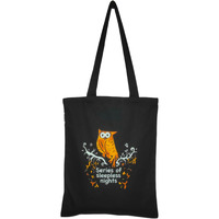 Danioo "Don'T Worry We Carry" Canvas Tote Bag For Women, Multipurpose Handbags For Women With Zipper And Pocket For Travel, Shopping And College Tote Bag (Black Owl), White & Black