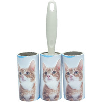 House Of Quirk Lint Rollers Brush Reusable Sticky Picker Cleaner Roller Easy-Tear Sheets Pet Hair Lint Roller 10Cm Sheet Set Of 3 Rolls 180 Sheets, 60 Sheets Each Roll - Brown Cat