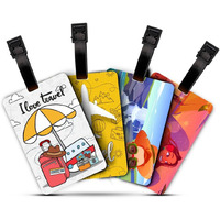 Ultra 3D Id Label Tags For Luggage Suitcase & School Bags Set Of 4 - I Love Travel + Travel Time + Selfies Lady + Men