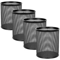Shuban Metal Mesh Pencil Holder Round Pen Cups For Desk Organizer Classroom Organization Pencil Holders Wire Makeup Brush Holders For Desk Office Supplies-4 Pcs