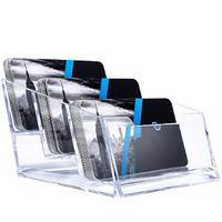 Dahsha 3 - Tier Premium Acrylic Transparent Crystal-Clear Visiting Business Card Holder/Display Stand Desk Organizer For Office Table