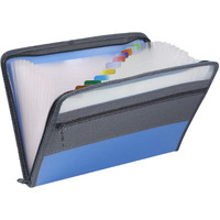 More Buy 12 Pockets Expanding Zipped File Folder For Document, A4 Size Folder, Blue