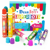 Dearjoy Super Dot Markers Toddlers Kids 8 Colors Jumbo 20Ml Water Based Non Toxic Fun Preschool Crafts Art Supplies Washable (Multicolor)