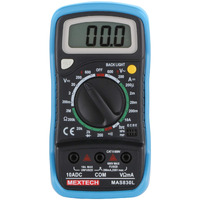 Mextech Battery Powered Mas830L 3 Digit, 1999 Counts, 600 Ac/Dc Voltage Digital Multimeter
