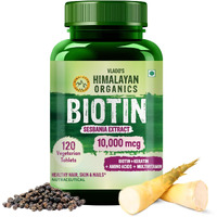 VladoS Himalayan Organic Biotin 10000 Mcg Supplement For Men And Women With Keratin+Amino Acids+Multivitamin For Healthy Hair, Skin & Nails -120 Vegetarian Tablets