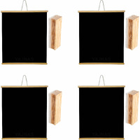 Yajnas 1.5X2 Feet, 4 Pieces Roll Up Wooden Black Board/Chalk Board For Child And Teaching With Wall Hanging For Kids (18 Inches X 23 Inches) And 4 Premium Wooden Duster (Pack Of 4 Set)