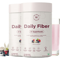 Wellbeing Nutrition Daily Fiber Powder | Weight Management, Manages Sugar Control, Bloating, Constipation & Acidity Relief | Organic Prebiotic Digestive Fiber Supplement | Vanilla Berry | 30 Servings
