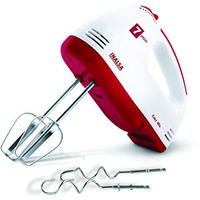 Inalsa Hand Blender For Kitchen|Hand Mixer Blender|2 Detachable Beaters & Whisker/Dough Hooks | Powerful 250 Watt Motor | Variable 7 Speed Control |Hand Blender (White/Red)-Easy Mix