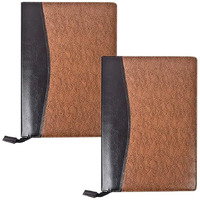Amazinghind Leatherette Material Professional Pack Of 2 File Folders For Certificates, Documents Holder (A4, Brown Mix_20 Leafs)