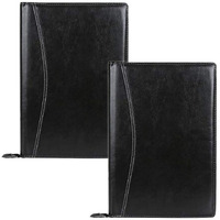 Amazinghind Leatherette Material Professional Pack Of 2 File Folders For Certificates, Documents Holder (B4, B4Black_20Leafs)