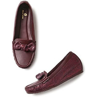 Marc Loire Women Comfortable Metallic Loafer Mules Wedges Casual & Formal Footwear (Burgundy, 8)