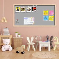 Artzfolio Greys Family Dark Gray Colour | Bulletin Board Notice Pin Board | Vision Soft Board Combo With Thumb Push Pins & Sticky Notes | Natural Brown Frame | 36 X 18 Inch (91 X 46 Cms)
