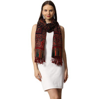 Swi With Label Women's Kashmiri Jamawar Woven Wool Stole (2K45_Navy Blue)