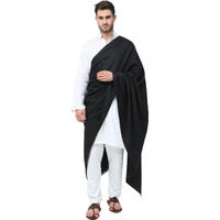Arvore Bunkaar Men's Dhariwal Plain Woolen Handloom Lohi/Shawl (48" X 102") (Black)
