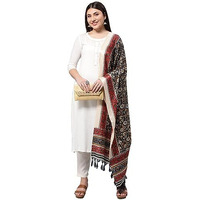 Rani Saahiba Women's Art Silk Kalamkari Dupatta(Skrdd2511_Black)
