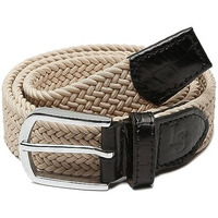 Louis Stitch Men's Seashell White Braided Elastic Stretch Belt With Leather Tipped End Stretchable Canvas Waist Band For Men Women Boys Girls Unisex (26-34 Inch Waist) (Be-El)
