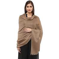 Pashtush Women's Fine Wool Jacquard Shawl, Faux Pashmina, Australian Merino Wool, Soft And Warm (Walnut Brown)