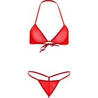 Xs And Os Women Sheer Net Bra Panty Lingerie Set (Red-Black, Free Size)