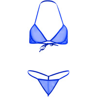 Xs And Os Women's Sheer Net Bra Panty Lingerie Set (Royal Blue, Free Size)