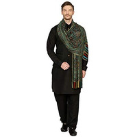 Pashtush Mens Paisley Pattern Bamboo Ethnic Stole (Antique Saphire Black)