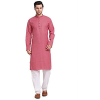 Kraft India Men Cotton Striped Pink Kurta Pyjama Set Size Small