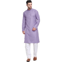 Kraft India Men Cotton Striped Purple Kurta Pyjama Set Size Small